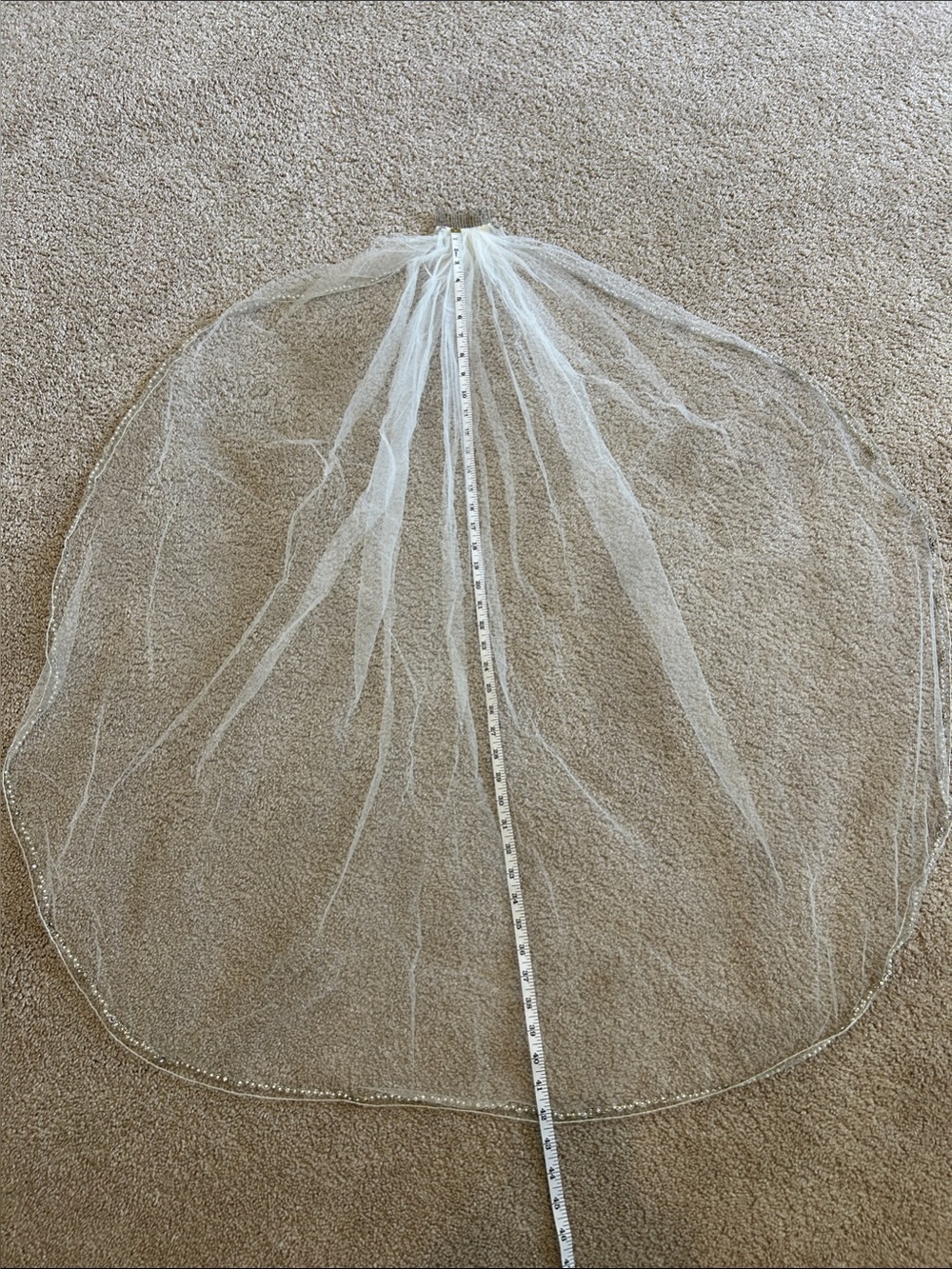 Bridal Tulle Veil with Beaded/rhinestone Edge - White
